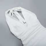 Fashion Deep V Slim Waist Asymmetric Hem Dress