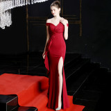 Sparkling Sequined Fishtail Gown Long Elegant Dress for Wedding & Events