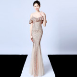 Long-Sleeve Slim Fishtail Wedding Dress Elegant Bridal Evening Gown