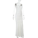 Spring Texture off shoulder slim Long Dress