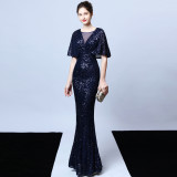 Asymmetrical Short Front Long Back Evening Dress Dance & Party Sequined Gown