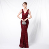 Sequin Fishtail Long Dress Formal Party Evening Dress