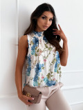 Summer Fashion Career Sleeveless Printed Lace-Up Blouses for Women