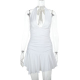 Fashion Deep V Slim Waist Asymmetric Hem Dress