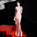 Sparkling Sequined Fishtail Gown Long Elegant Dress for Wedding & Events