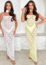Summer Sexy Lace See-Through Strapless Dress for Women