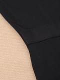 Elegant Slim Lace Patchwork Sleeve Black Ruffle Career Dress
