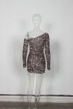 Fashion Retro Leopard Print Sexy Mini Dress