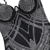 Sexy Fashion Sleeveless Beaded Straps Low-Back Slim Fishtail Dress