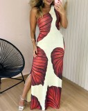 Summer Printed Fashion Chic Sleeveless Women Sexy Slim Dress