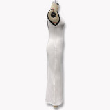 Women's Contrast-Color Low-Back Chic Slim Straps Bodycon Dress