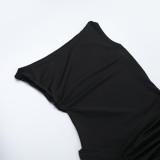 Chic Off-Shoulder Slit Dress Spring Slim Long Dress for Women