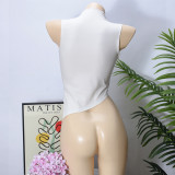 Summer Crop Printed Irregular European Tank Top with Heart Design