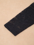 Elegant Slim Lace Patchwork Sleeve Black Ruffle Career Dress