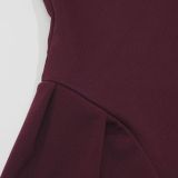 Spring Women's Square Neck Strap Retro Slim Midi Dress