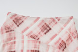 Women's Summer Mesh Plaid Print Irregular Low-Waist Skirt