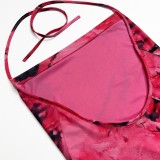 Fashion Sexy Contrast Print Strap Slim Waist Bodycon Dress for Women
