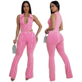Fashion Women's Sexy Slim Sleeveless Two Piece Pants Set