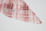 Women's Summer Mesh Plaid Print Irregular Low-Waist Skirt