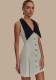 Turndown Collar Metal Button Sleeveless Chic Slim Waist Mini Dress