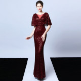 Asymmetrical Short Front Long Back Evening Dress Dance & Party Sequined Gown
