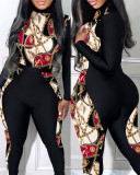 Printed Tight-Fitting Jumpsuit for Women