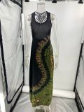Summer Sexy Women's Printed Strap Low-Back Cross Long Dress