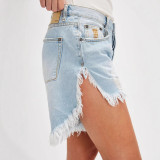 Summer Women's Tassel Ripped Denim Knee-Length Shorts