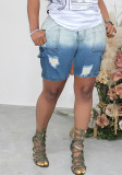 Women's Summer Casual Trendy Gradient Ripped Denim Midi Pants
