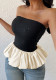 Black and White Contrast Chic Strapless Top for Women