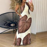 Summer Printed Fashion Chic Sleeveless Women Sexy Slim Dress