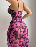 Sexy Print Dress Loungewear Pajamas + Thong Set