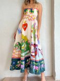 Women Elegant Print Suspender Dress