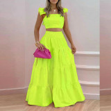 Women spring Career sexy suspender top and Skirt Casual two-piece set