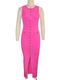 Women Casual Solid Sleeveless Ribbed Dress