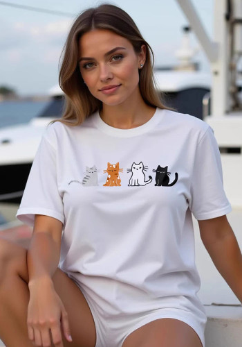 Women Trendy Street Short Sleeve American Casual T-Shirt