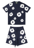 Women Spring Summer Short Sleeve Top and Shorts Two-Piece Set