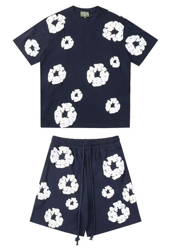 Women Spring Summer Short Sleeve Top and Shorts Two-Piece Set