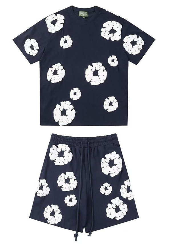 Women Spring Summer Short Sleeve Top and Shorts Two-Piece Set