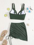 Women Bikini Mesh Drawstring Sexy Two Pieces Swimwear