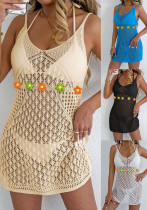 Women sexy hollow Patchwork beach bikini cover-up dress