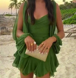Women sexy hollow lantern sleeve v-neck off-shoulder dress