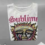 Women Spring Summer Printed Round Neck Short Sleeve T-shirt