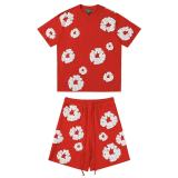 Women Spring Summer Short Sleeve Top and Shorts Two-Piece Set