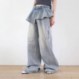 Women Spring Ruffle Denim Pants