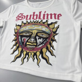 Women Spring Summer Printed Round Neck Short Sleeve T-shirt