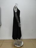 Women autumn sexy solid shoulder strap maxi dress