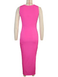 Women Casual Solid Sleeveless Ribbed Dress
