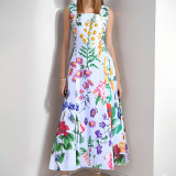 Women Spring Elegant Sleeveless Print Sexy Casual Dress