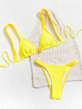 Women Bikini Solid Halter Neck Lace Starfish Sexy Two Pieces Swimwear